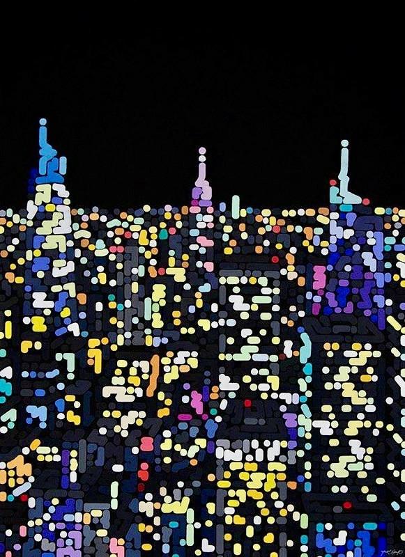 Still In The Game, a, representation of a cityscape at night using only colored dots