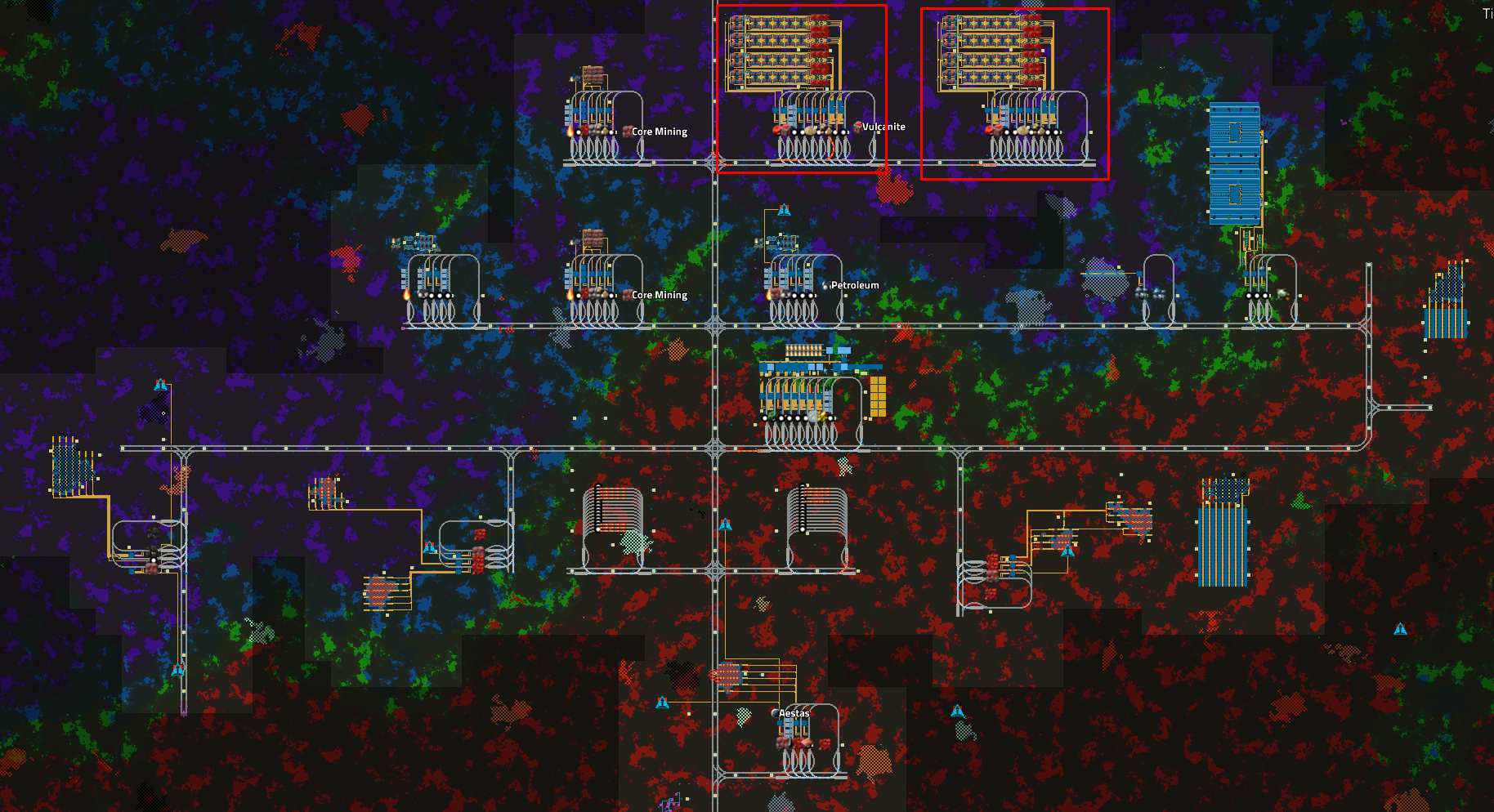 My Aestas base, with the main vulcanite plants highlighted