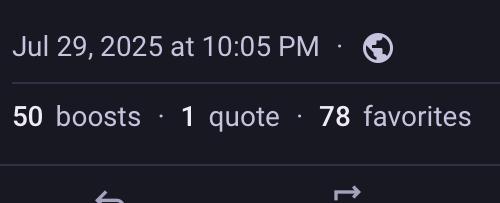 This post has gotten 50 boosts and 78 favorites so far.